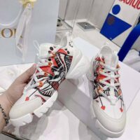 Dior Women D-Connect Sneaker White Technical Fabric with Red and Black Cupidon Print (1)