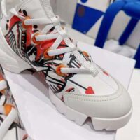 Dior Women D-Connect Sneaker White Technical Fabric with Red and Black Cupidon Print (1)