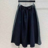 Dior Women Denim Couture Mid-Length Skirt Deep Blue Lightweight Cotton Denim (1)
