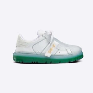 Dior Women Dior-Id Sneaker White Calfskin and Cypress Green Transparent Rubber