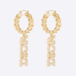Dior Women Dio(r)evolution Earrings Gold-Finish Metal and White Crystals