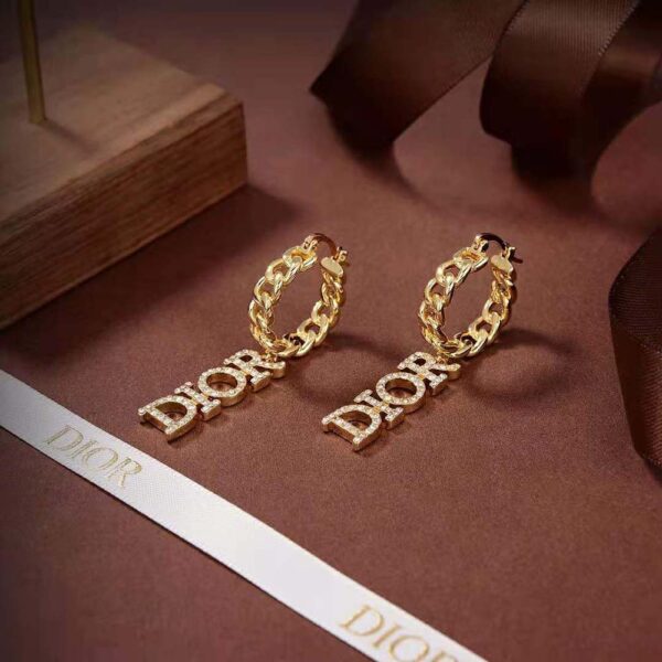 Dior Women Dio(r)evolution Earrings Gold-Finish Metal and White Crystals (5)