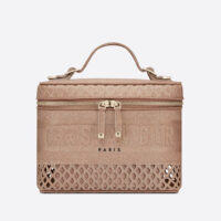 Dior Women Diortravel Vanity Case Mesh Embroidery-Pink