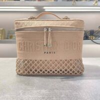 Dior Women Diortravel Vanity Case Mesh Embroidery-sandy (1)