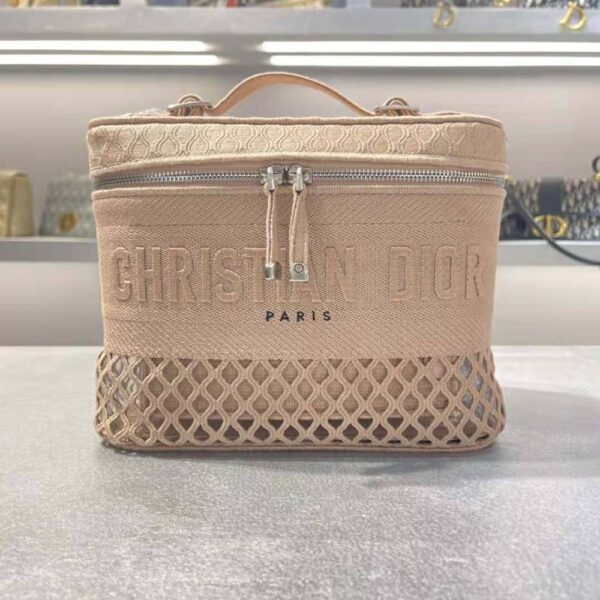 Dior Women Diortravel Vanity Case Mesh Embroidery-sandy (2)