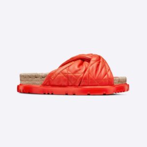 Dior Women Dtwist Slide Bright Orange Cannage Lambskin