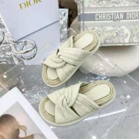 Dior Women Dtwist Slide White Cannage Lambskin (1)