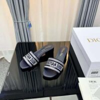 Dior Women Dway Heeled Slide Black Cotton Embroidered (1)