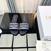 Dior Women Dway Slide Black Cotton Embroidery with Metallic Thread and Silver-Tone Strass (1)