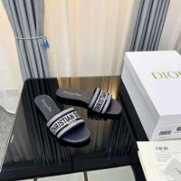 Dior Women Dway Slide Black Cotton Embroidery with Metallic Thread and Silver-Tone Strass (1)