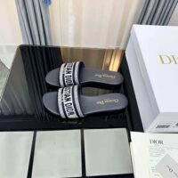 Dior Women Dway Slide Black Cotton Embroidery with Metallic Thread and Silver-Tone Strass (1)