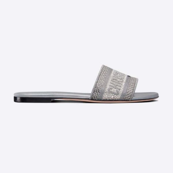 Dior Women Dway Slide Cotton Metallic Thread Embroidery and Silver-Tone Strass (1)