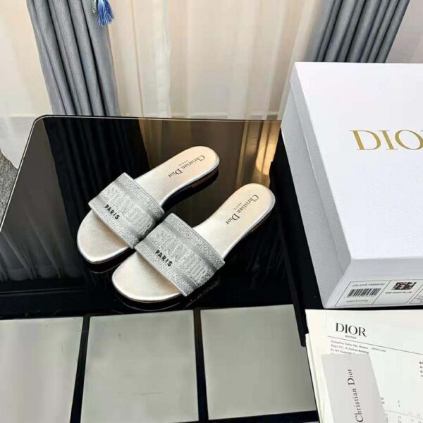 Dior Women Dway Slide Cotton Metallic Thread Embroidery and Silver-Tone Strass (3)