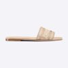 Dior Women Dway Slide Gold-Tone Cotton Embroidered with Metallic Thread and Strass