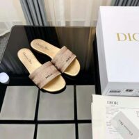 Dior Women Dway Slide Gold-Tone Cotton Embroidered with Metallic Thread and Strass (1)