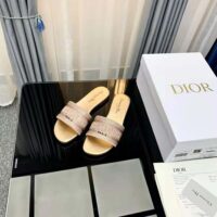 Dior Women Dway Slide Gold-Tone Cotton Embroidered with Metallic Thread and Strass (1)