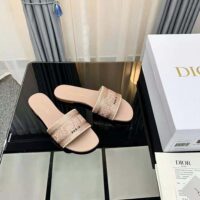 Dior Women Dway Slide Rose Des Vents Cotton Embroidered with Metallic Thread and Strass (1)