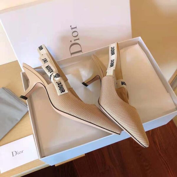 Dior Women J Adior Slingback Pump Nude Technical Fabric (5)