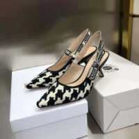 Dior Women J’Adior Slingback Pump Black and White Cotton Embroidery (1)