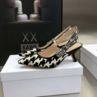 Dior Women J’Adior Slingback Pump Black and White Cotton Embroidery (1)