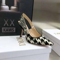 Dior Women J’Adior Slingback Pump Black and White Cotton Embroidery with Macro Houndstooth Motif (1)