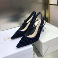 Dior Women J’Adior Slingback Pump Deep Blue Crocodile-Effect Embroidered Velvet (1)