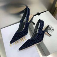 Dior Women J’Adior Slingback Pump Deep Blue Crocodile-Effect Embroidered Velvet (1)