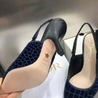 Dior Women J’Adior Slingback Pump Deep Crocodile-Effect Embroidered Velvet-Blue (1)