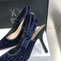 Dior Women J’Adior Slingback Pump Deep Crocodile-Effect Embroidered Velvet-Blue (1)