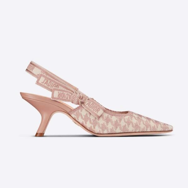 Dior Women J’Adior Slingback Pump Rose Des Vents Cotton Embroidery with Micro Houndstooth Motif (1)