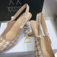 Dior Women J’Adior Slingback Pump Rose Des Vents Cotton Embroidery with Micro Houndstooth Motif (1)