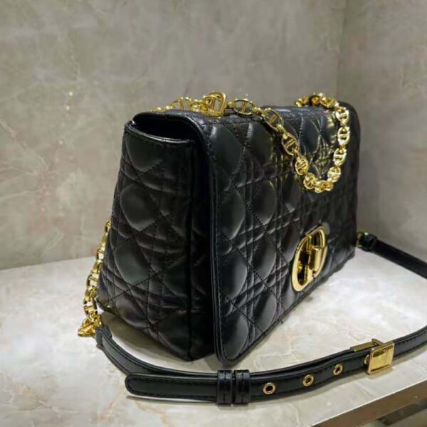 Dior Women Large Dior Caro Bag Black Soft Cannage Calfskin (5)