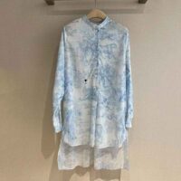 Dior Women Long Blouse Cornflower Blue Cotton Voile with Toile de Jouy Motif (1)