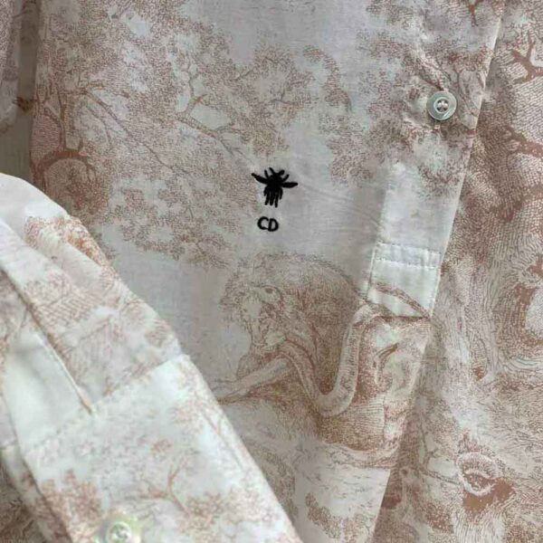 Dior Women Long Blouse Rose Des Vents Cotton Voile with Toile de Jouy Motif (3)