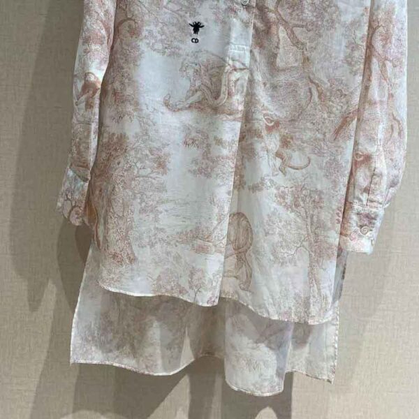 Dior Women Long Blouse Rose Des Vents Cotton Voile with Toile de Jouy Motif (4)