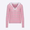 Dior Women Mariniere Sweater Peony Pink Linen Cashmere and Silk