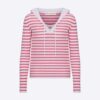 Dior Women Mariniere Sweater Peony Pink Linen Cashmere and Silk