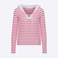 Dior Women Mariniere Sweater Peony Pink Linen Cashmere and Silk