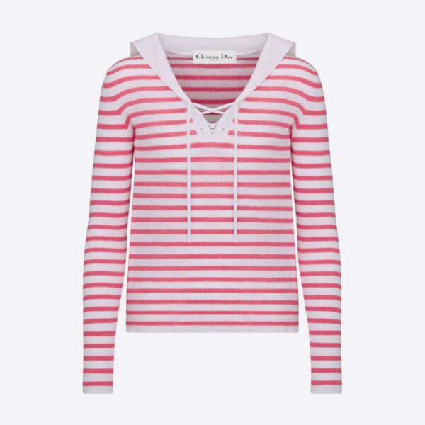 Dior Women Mariniere Sweater Peony Pink Linen Cashmere and Silk (1)