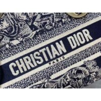 Dior Women Medium Lady D-Lite Bag Navy Blue Toile de Jouy Stripes Embroidery (10)