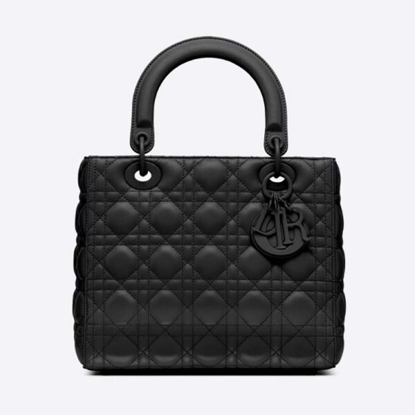 Dior Women Medium Lady Dior Bag Black Ultramatte Cannage Calfskin (1)