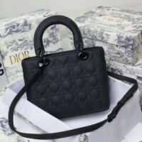 Dior Women Medium Lady Dior Bag Black Ultramatte Cannage Calfskin (1)