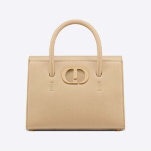 Dior Women Medium ST Honore Tote Latte Grained Calfskin-Sandy