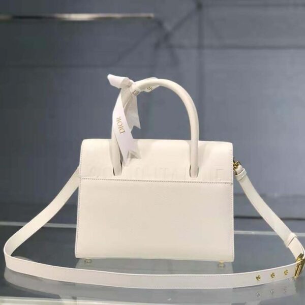 Dior Women Medium ST Honoré Tote Latte Grained Calfskin-white (4)