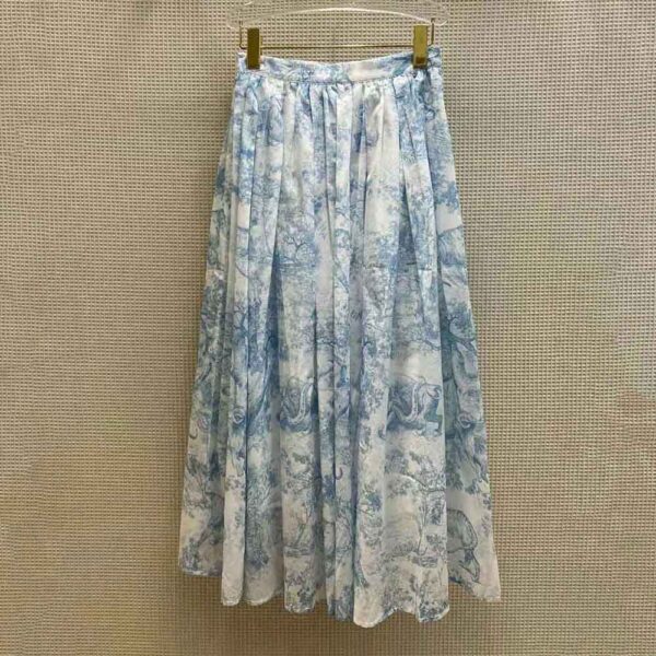 Dior Women Mid-Length Skirt Cornflower Blue Toile de Jouy Cotton Muslin (2)