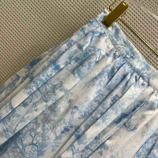 Dior Women Mid-Length Skirt Cornflower Blue Toile de Jouy Cotton Muslin (4)