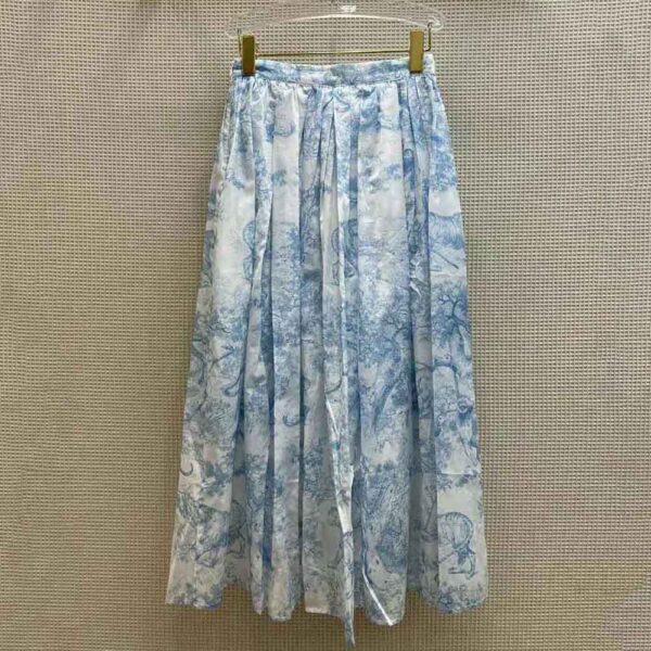 Dior Women Mid-Length Skirt Cornflower Blue Toile de Jouy Cotton Muslin (5)