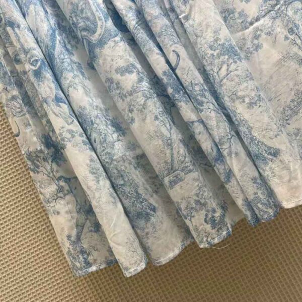Dior Women Mid-Length Skirt Cornflower Blue Toile de Jouy Cotton Muslin (6)