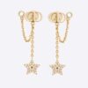Dior Women Petit CD Earrings Gold-Finish Metal and White Crystals
