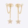 Dior Women Petit CD Earrings Gold-Finish Metal and White Crystals